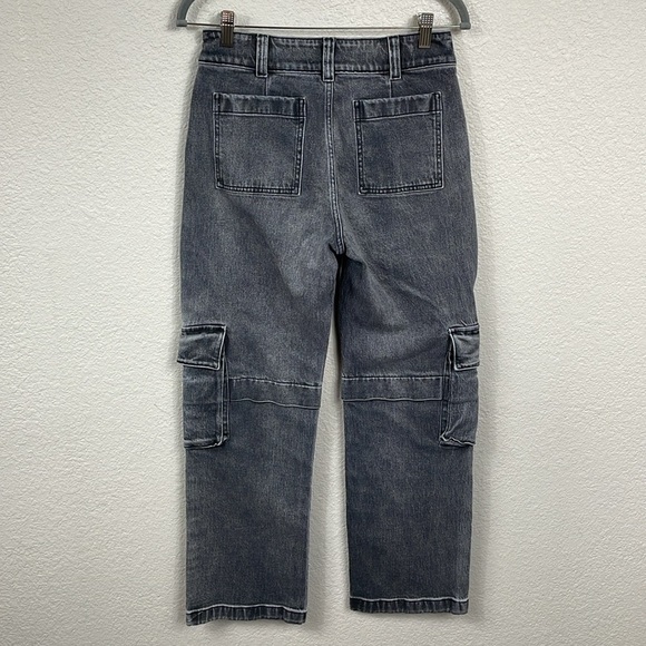 Oak + Fort Black Washed Cargo Jeans Baggy Loose Relaxed Sz 26 - Picture 7 of 12